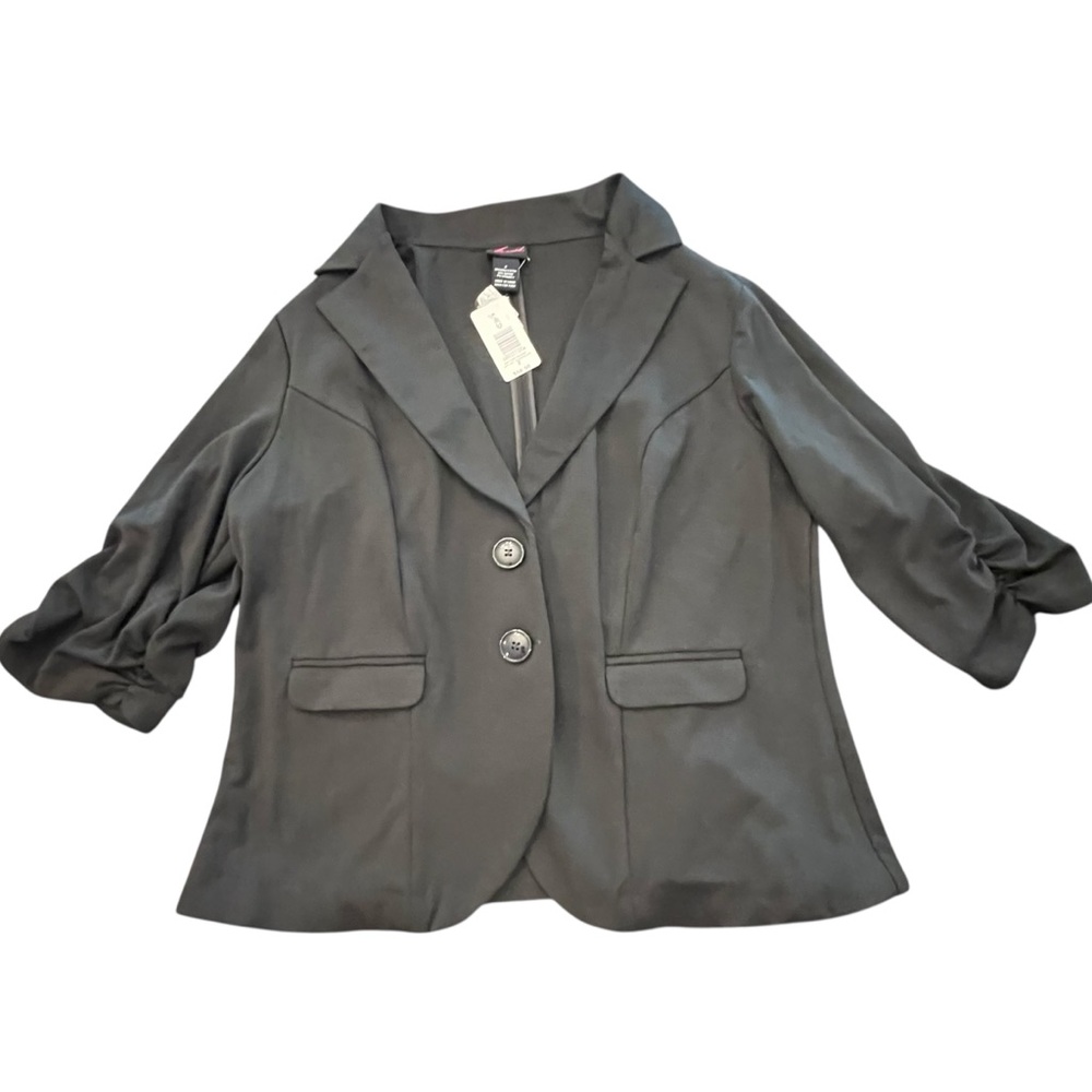 Torrid Size 2 2X NEW Black Tailored Ponti Knit‎ Blazer Jacket 2 Buttons Dressy